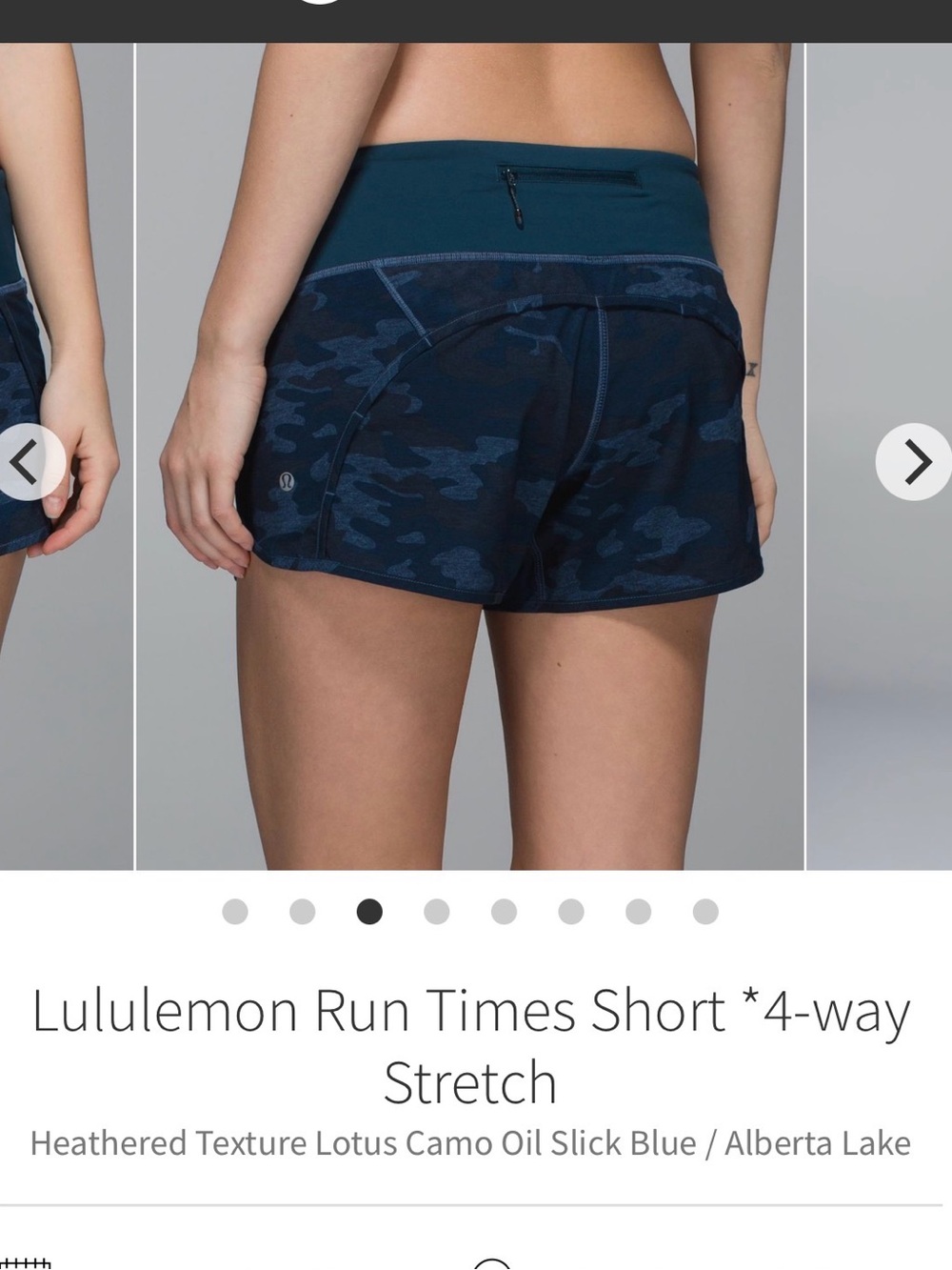 lululemon sz 8 Run Times Women's Running Shorts Oil Slick Blue Camo rare vintage